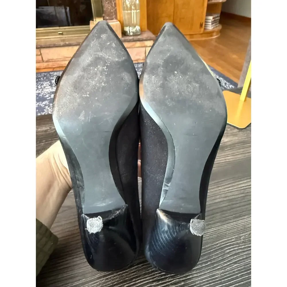 Linea Paola Y2K Suede and Patent Mini Leather Buckle Stiletto Heels Sz. 9